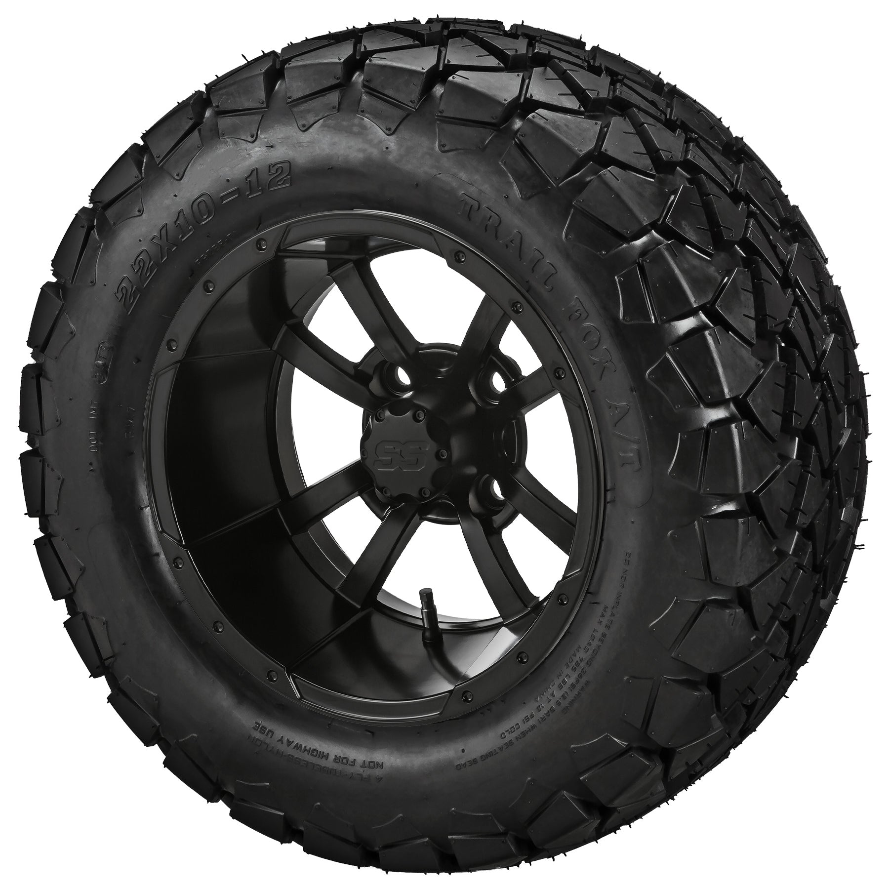 LSI 12' Maltese Cross Matte Black Wheel and Lifted Tire Combo