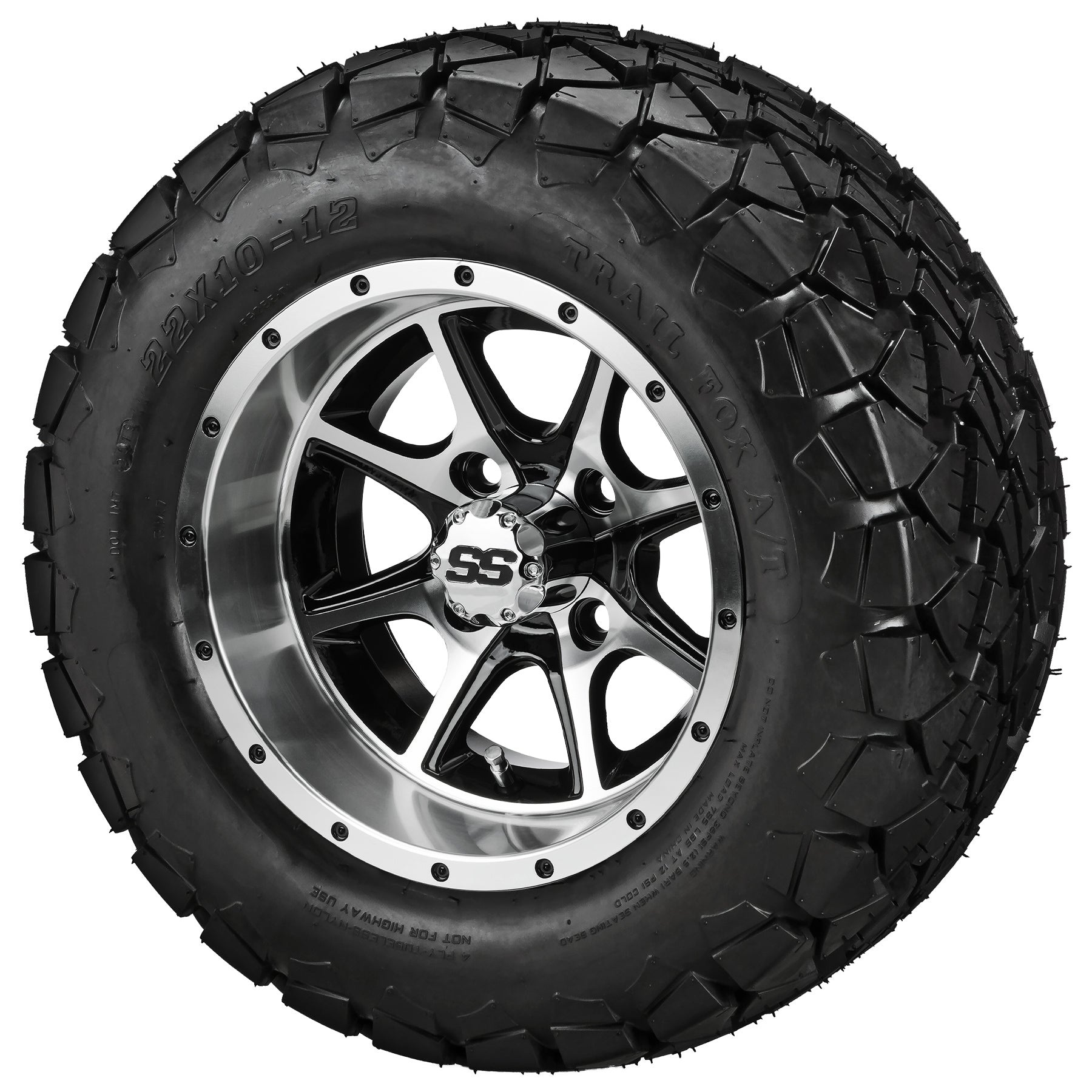 LSI 12' Azusa Black & Machined Wheel and Lifted Tire Combo