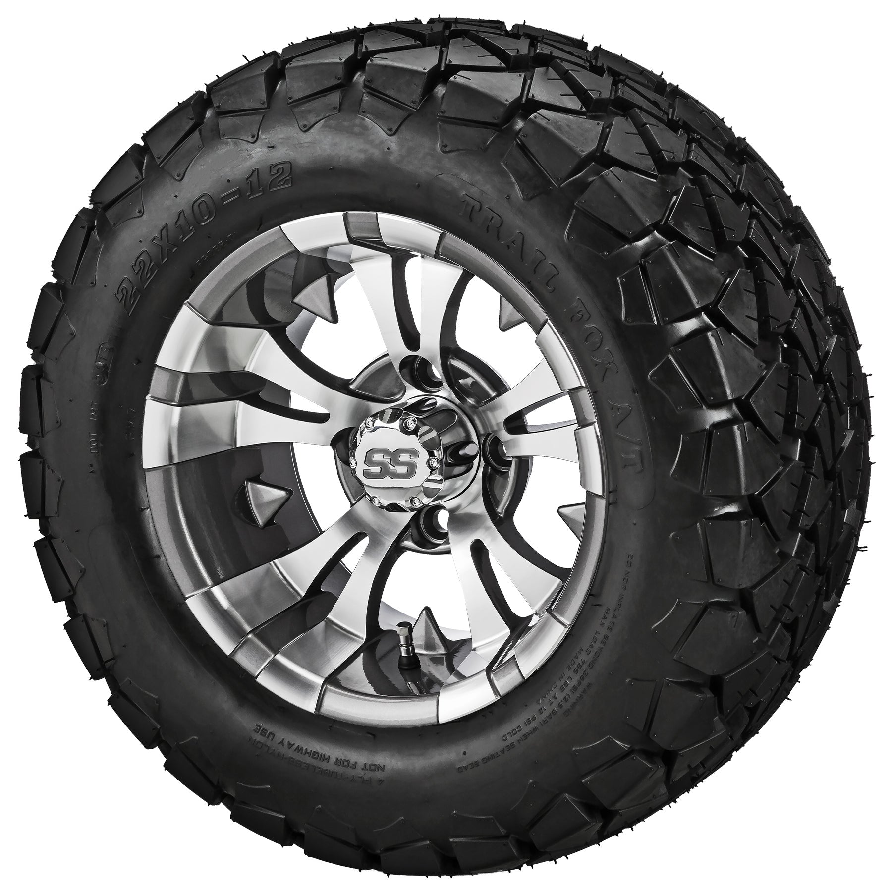 LSI 12' Warlock Gun Metal Gray & Machined Wheel and Lifted Tire Combo