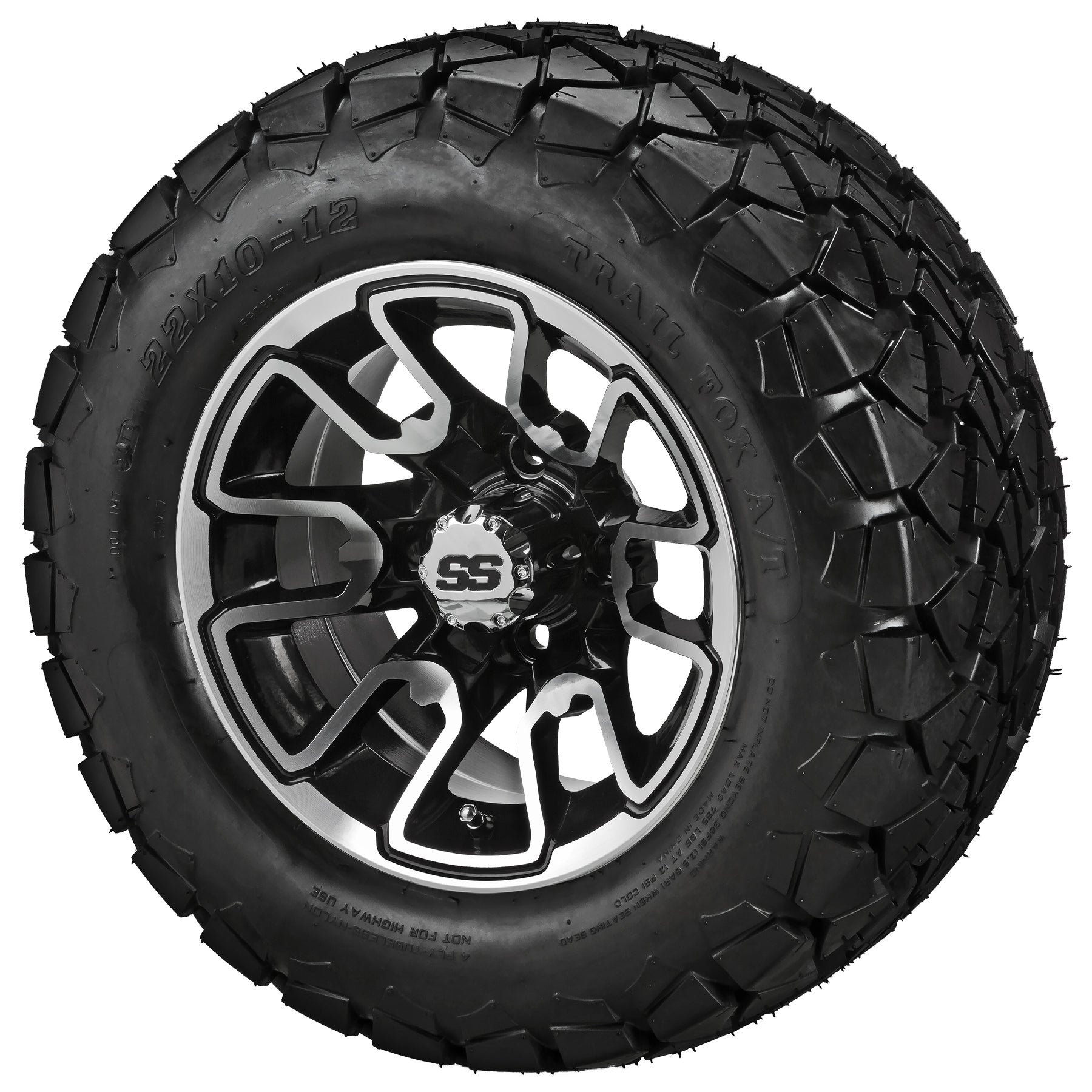LSI 12' Tombstone Black & Machined Wheel and Lifted Tire Combo
