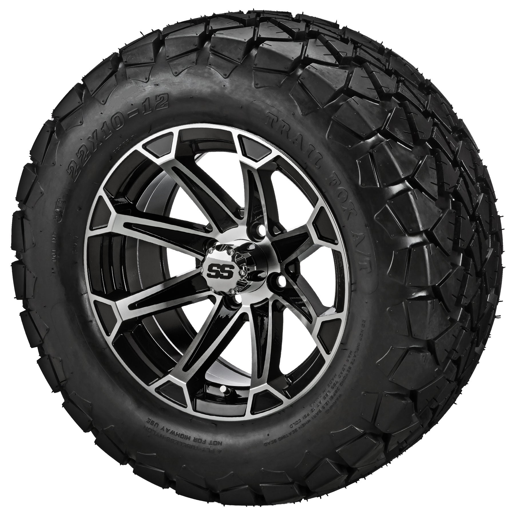 LSI 12' Viking Black & Machined Wheel and Lifted Tire Combo