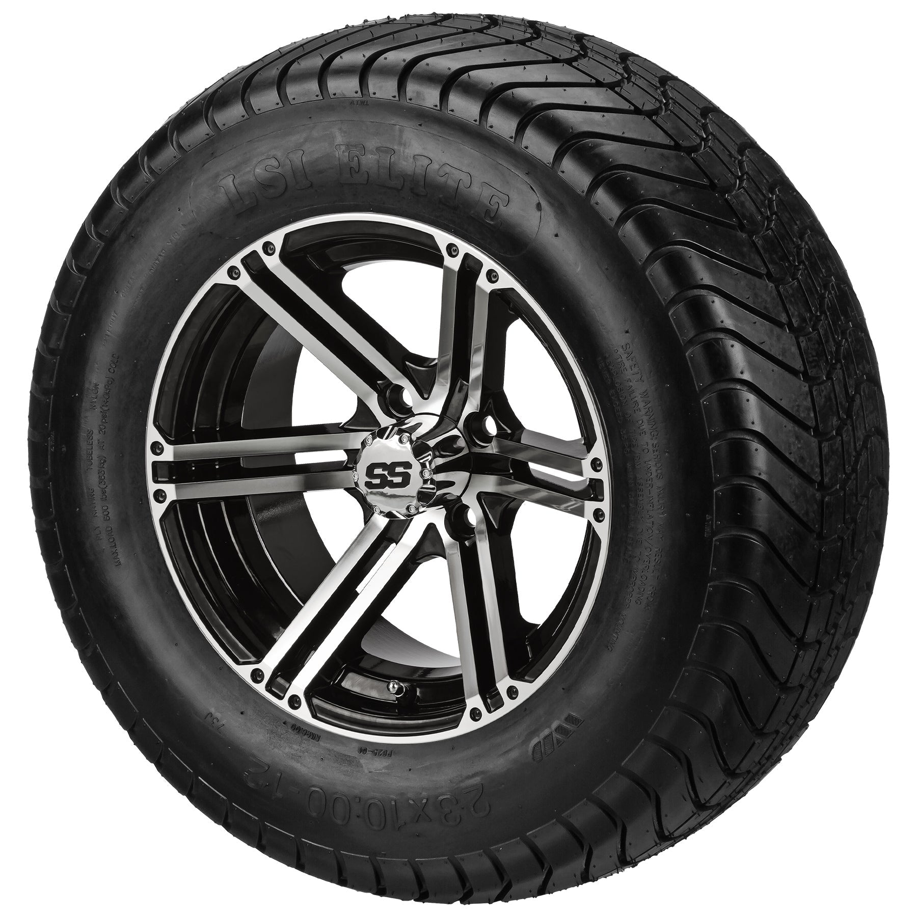 LSI 12' Yukon Black & Machined Wheel and Lifted Tire Combo (Centered)