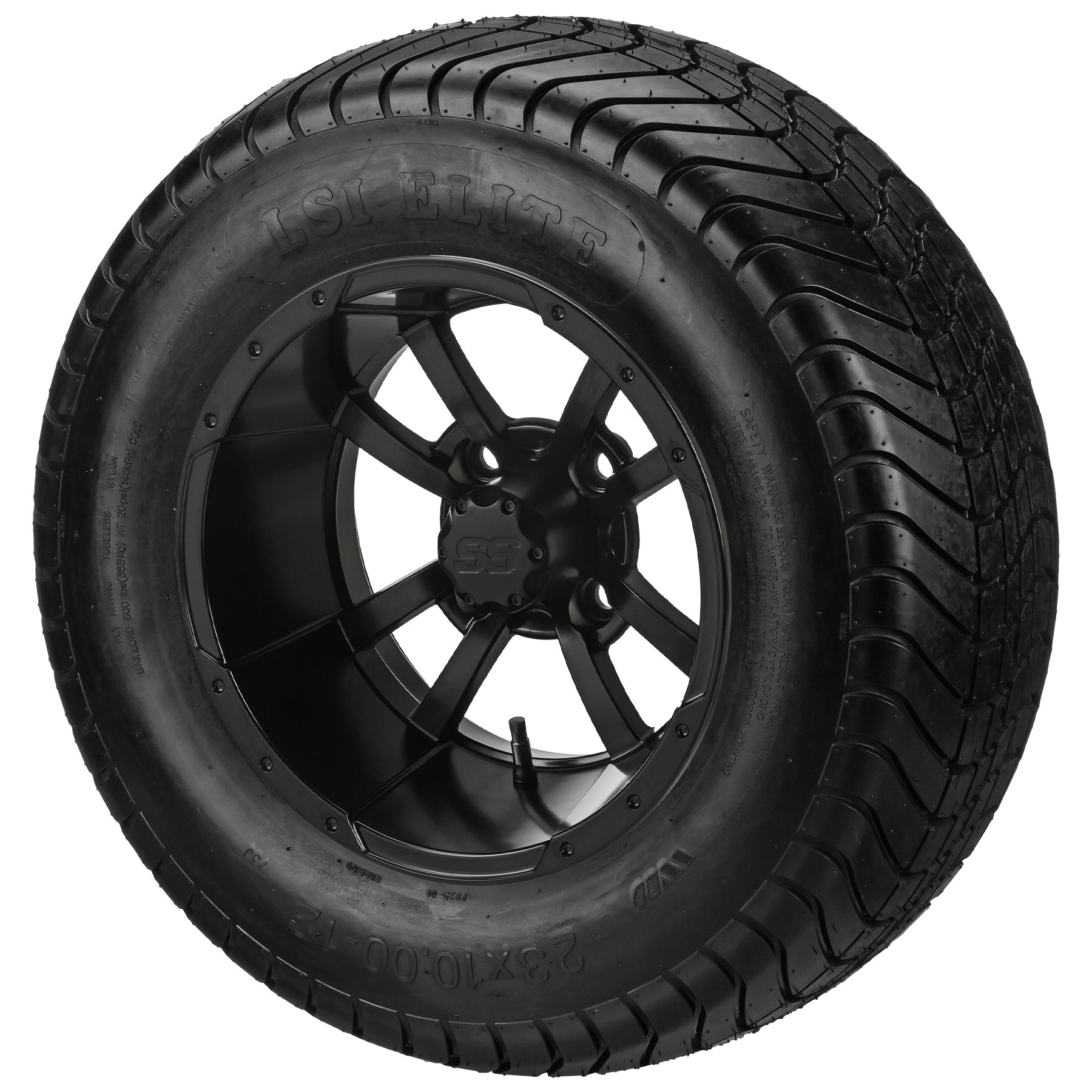 LSI 12' Maltese Cross Matte Black Wheel and Lifted Tire Combo