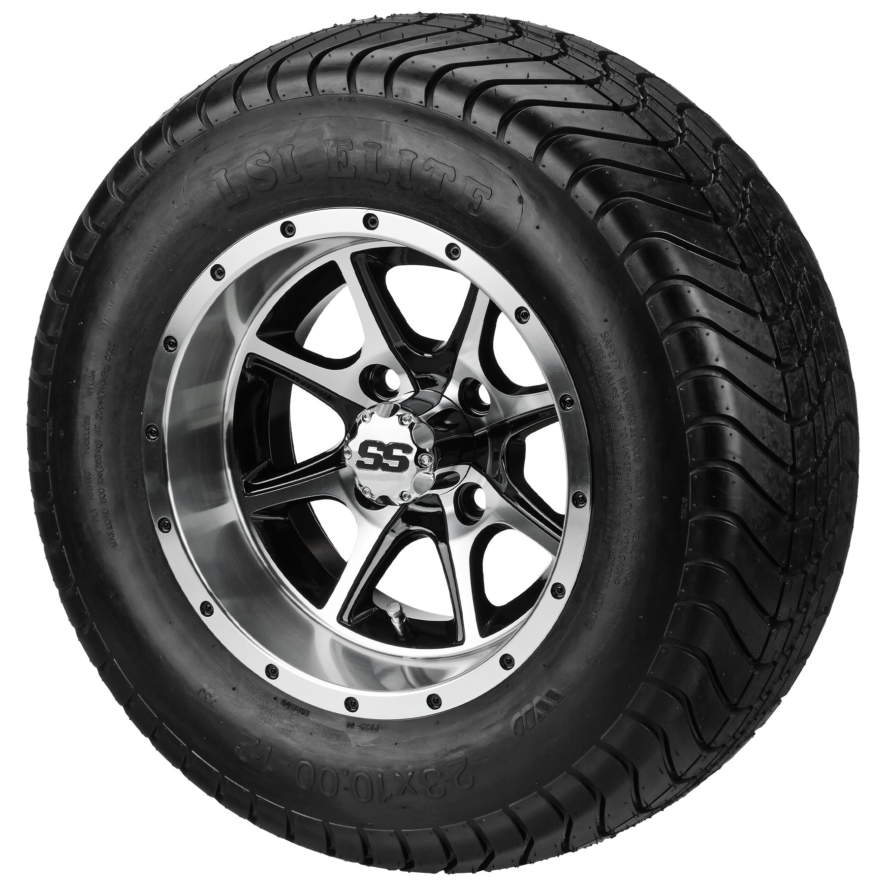 LSI 12' Azusa Black & Machined Wheel and Lifted Tire Combo