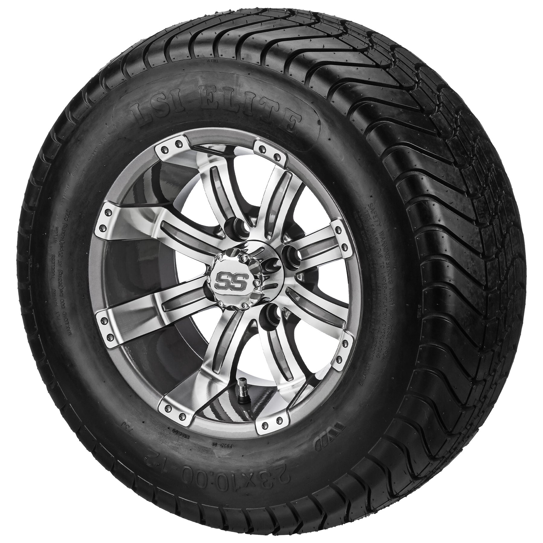 LSI 12' Casino Gun Metal Gray & Machined Wheel and Lifted Tire Combo