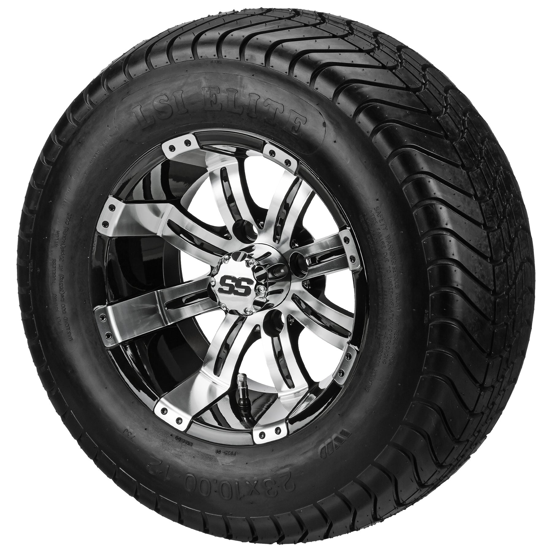 LSI 12' Casino Black & Machined Wheel and Lifted Tire Combo