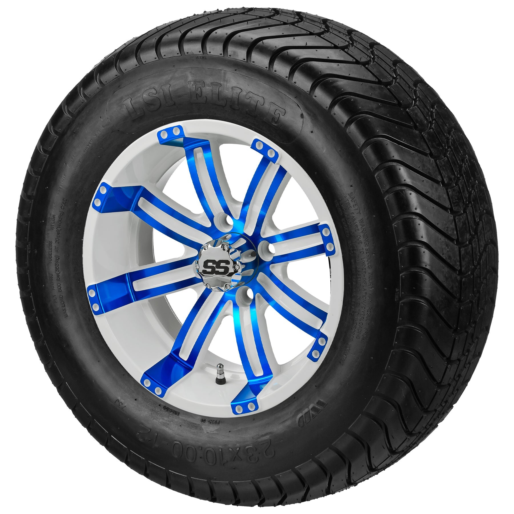 LSI 12' Casino White & Blue Wheel and Lifted Tire Combo