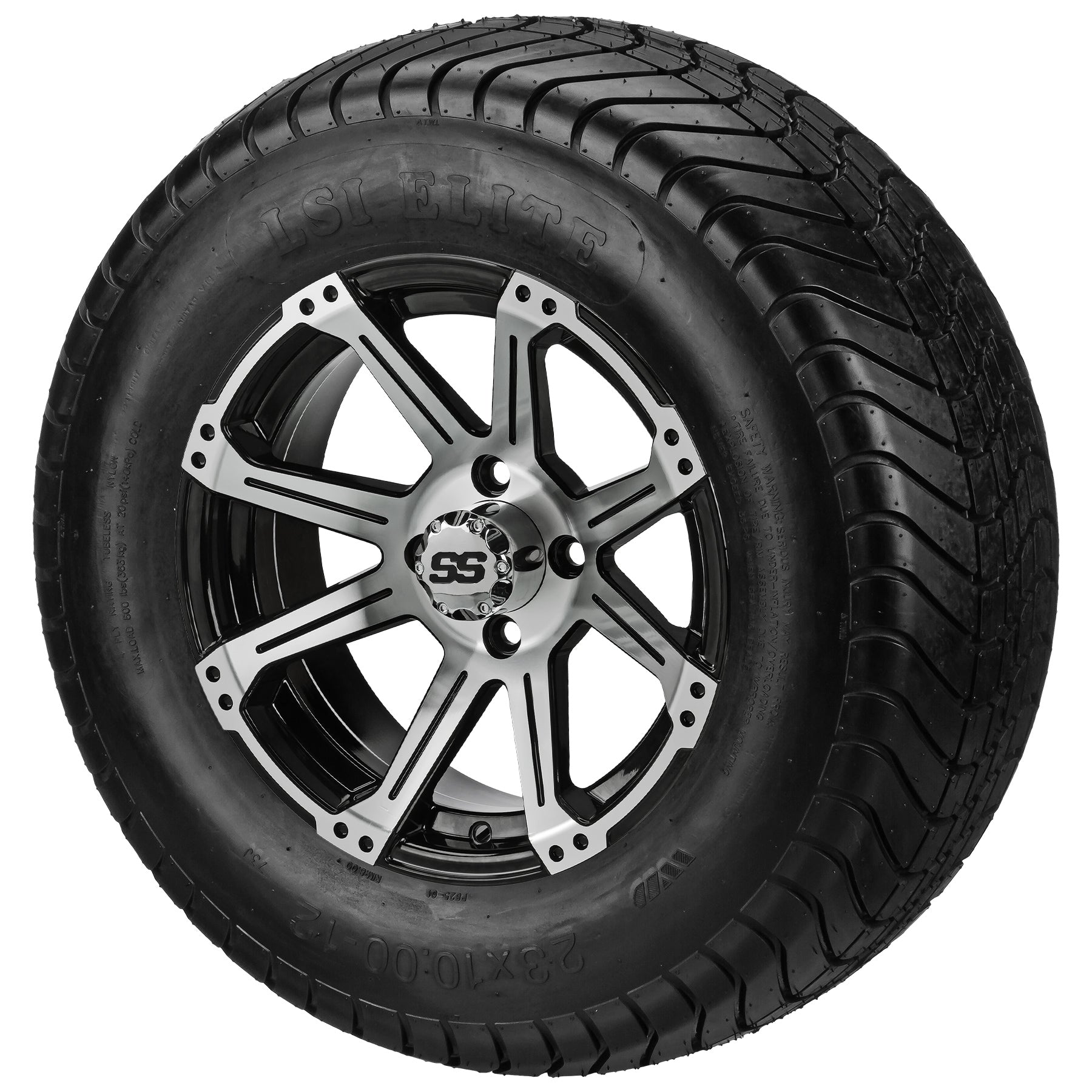 LSI 12' Rampage Black & Machined Wheel and Lifted Tire Combo