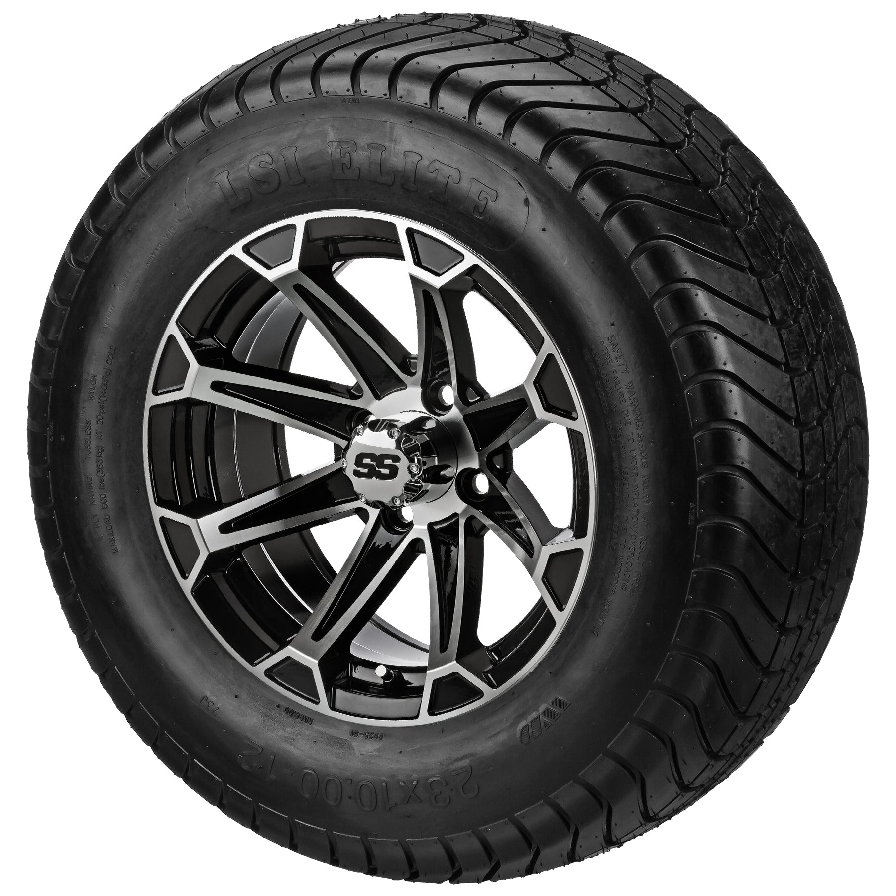 LSI 12' Viking Black & Machined Wheel and Lifted Tire Combo