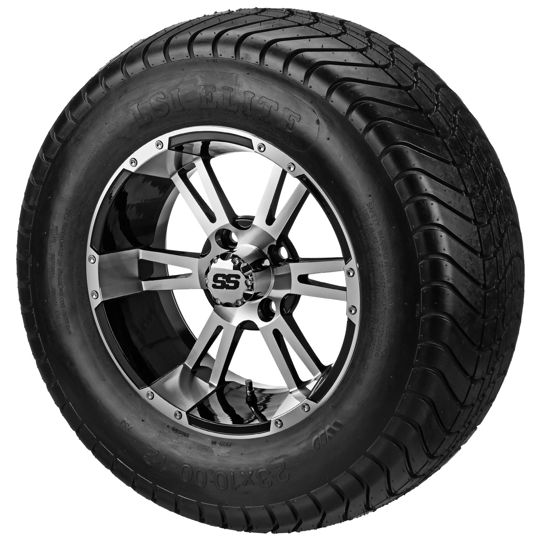 LSI 12' Raptor Black & Machined Wheel and Lifted Tire Combo