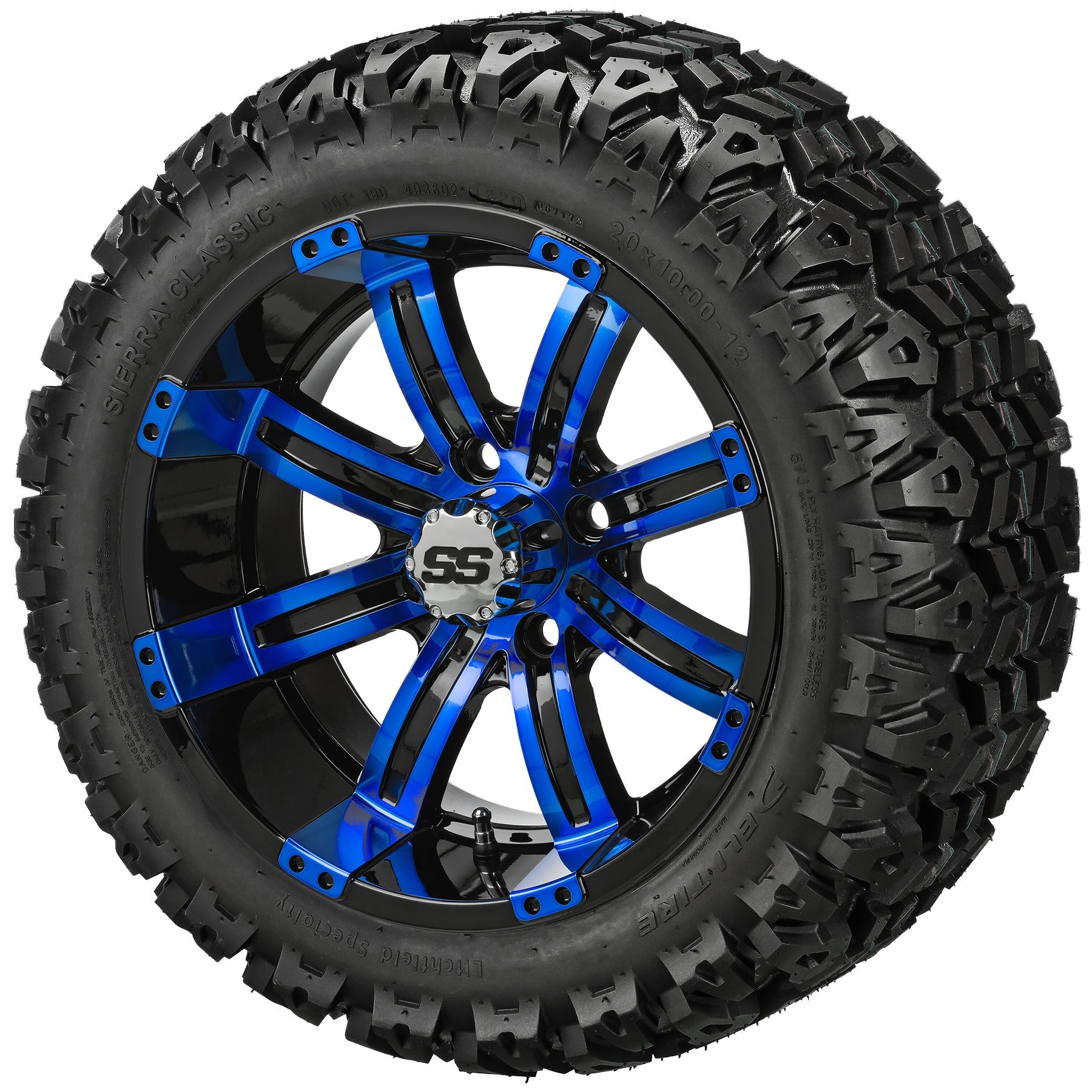LSI 12' Casino Black & Blue Wheel and Lifted Tire Combo