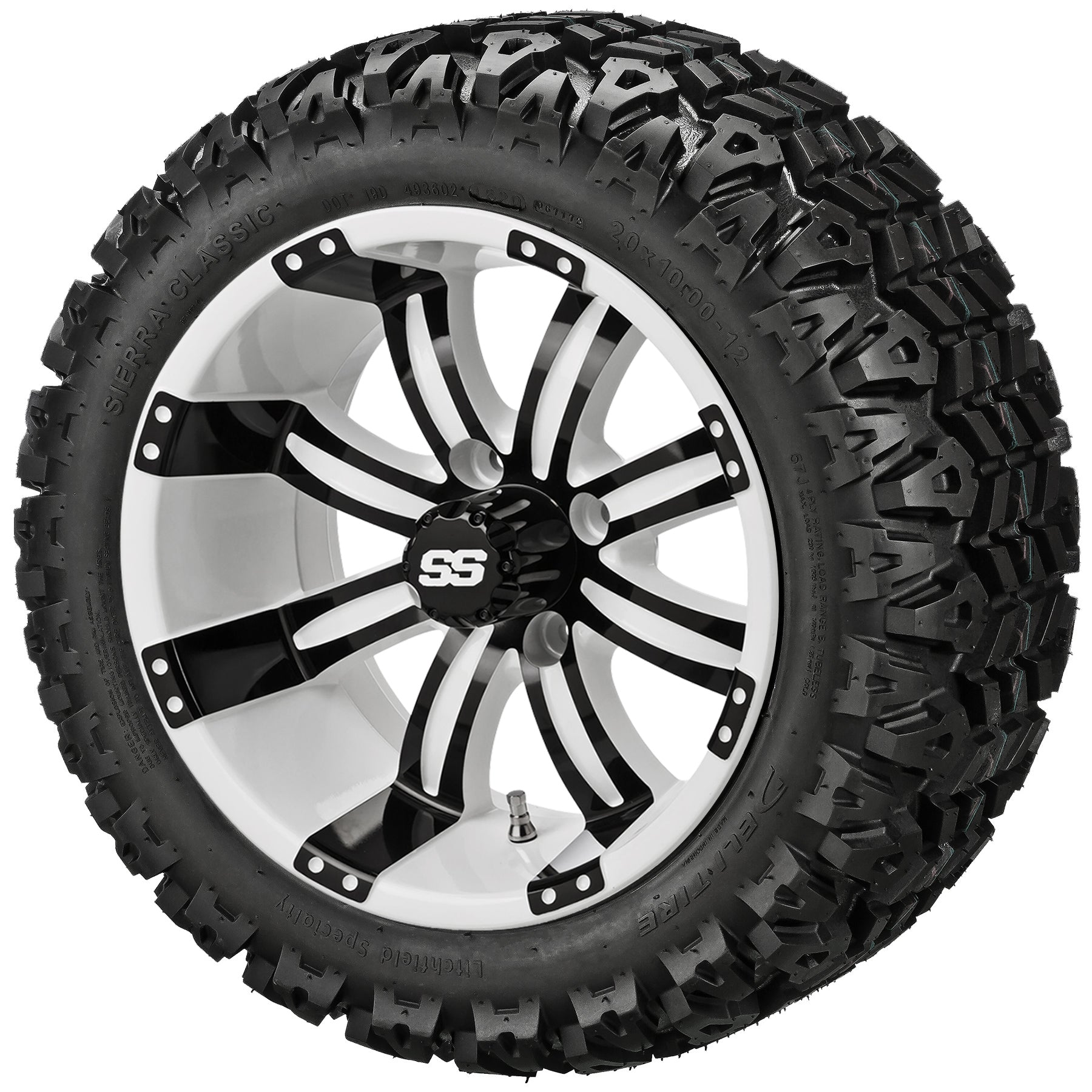 LSI 12' Casino White & Black Wheel and Lifted Tire Combo