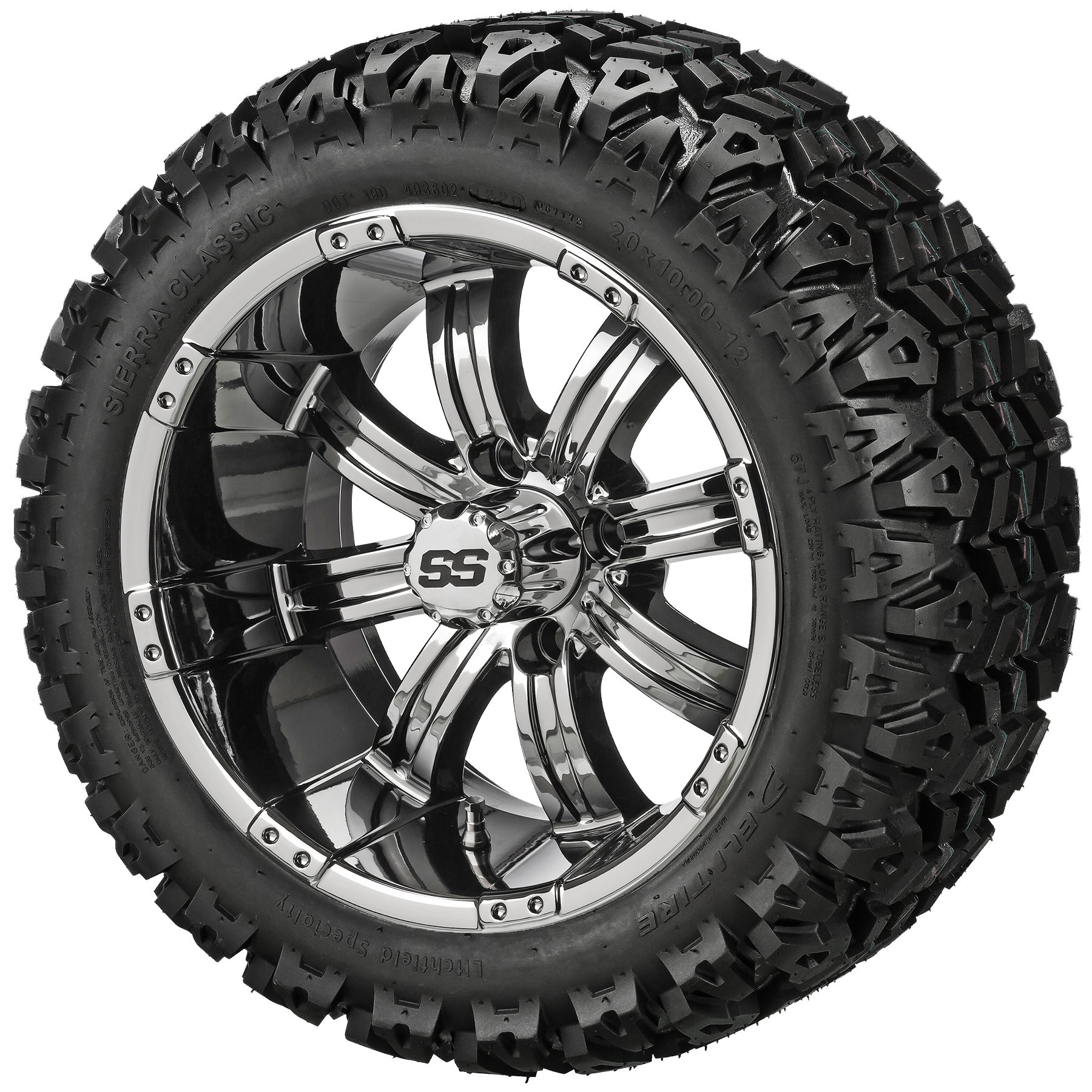 LSI 12' Casino Mirror Wheel and Lifted Tire Combo