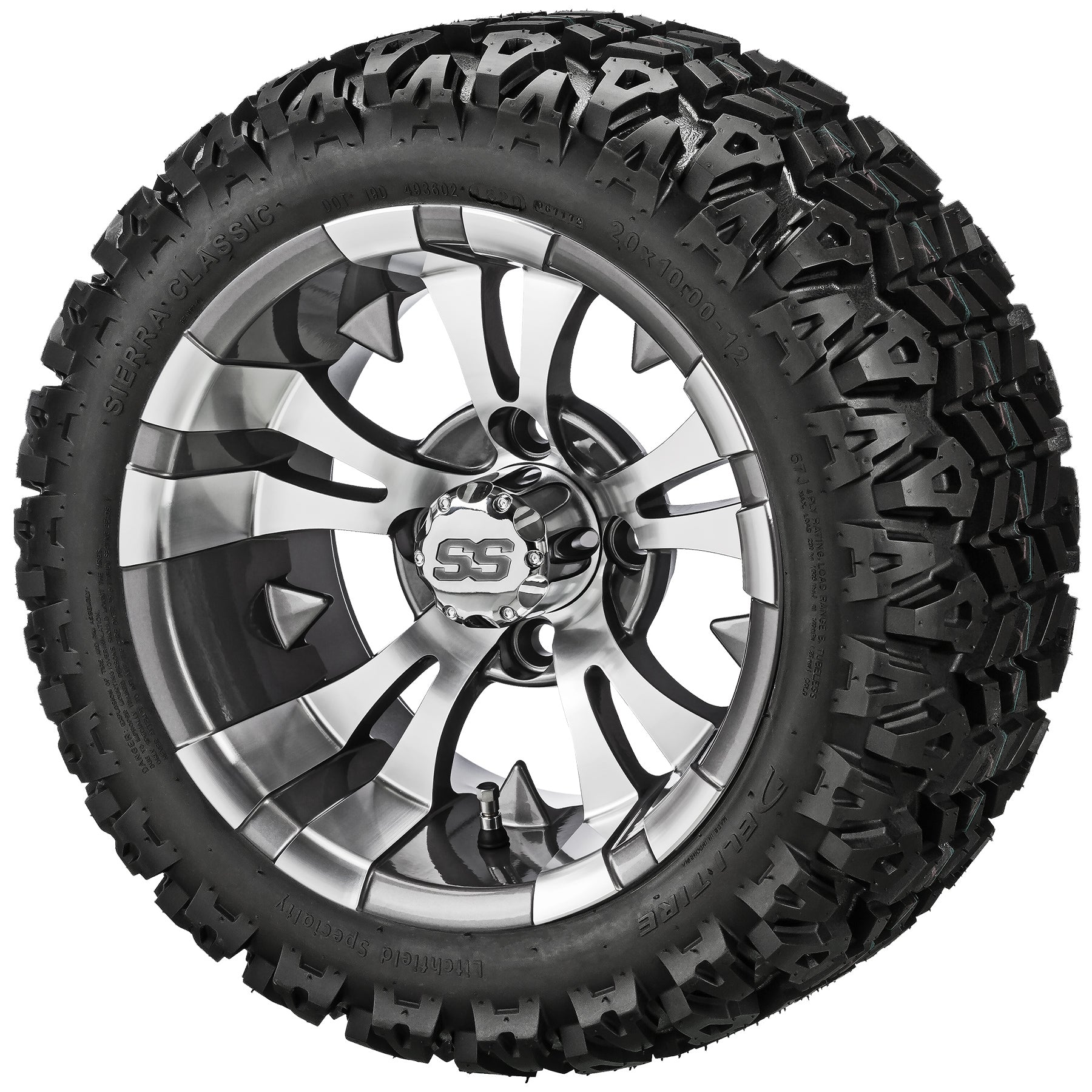 LSI 12' Warlock Gun Metal Gray & Machined Wheel and Lifted Tire Combo