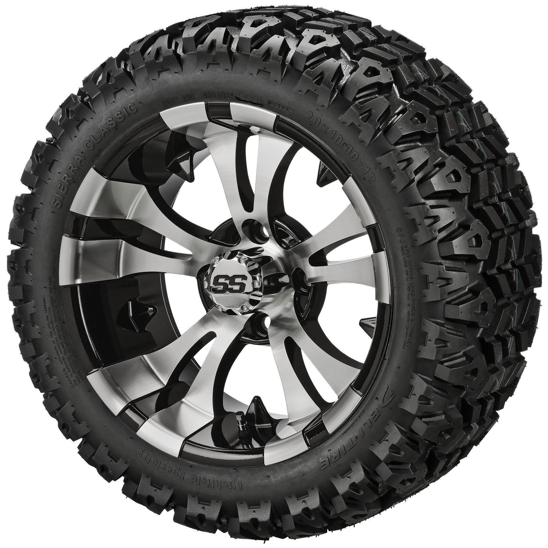 LSI 12' Warlock Black & Machined Wheel and Lifted Tire Combo