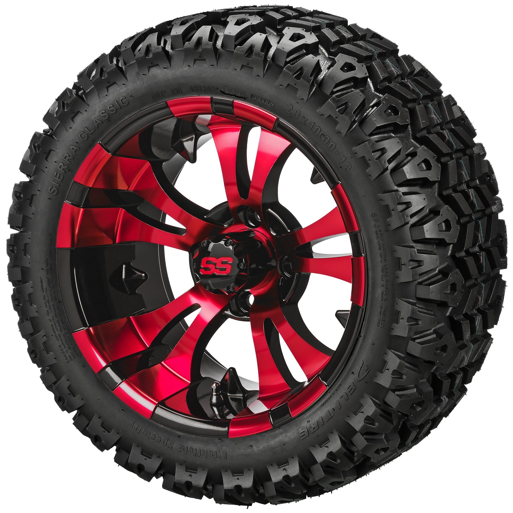 LSI 12' Warlock Black & Red Wheel and Lifted Tire Combo