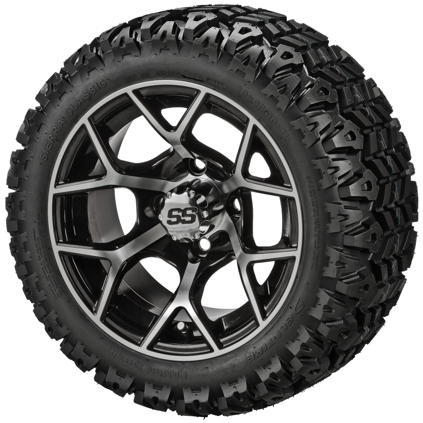 LSI 12' Ninja Black & Machined Wheel and Lifted Tire Combo