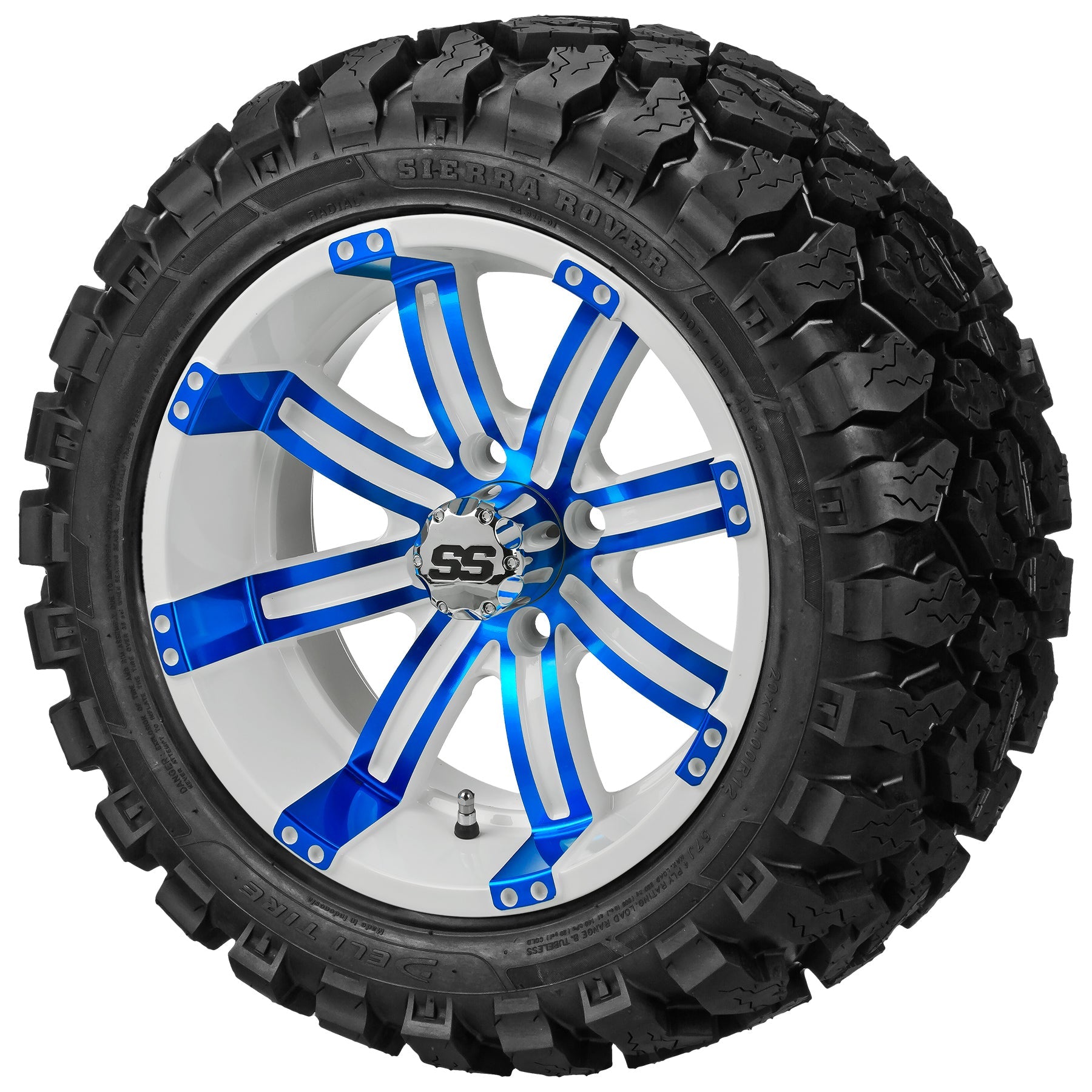LSI 12' Casino White & Blue Wheel and Lifted Tire Combo