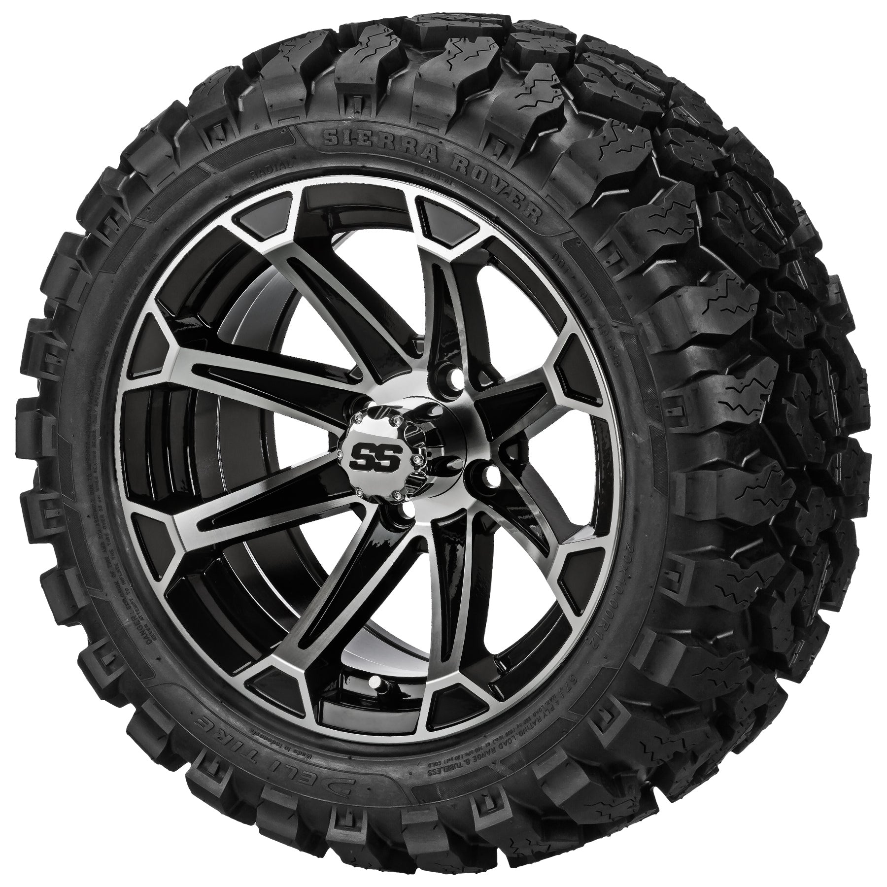 LSI 12' Viking Black & Machined Wheel and Lifted Tire Combo