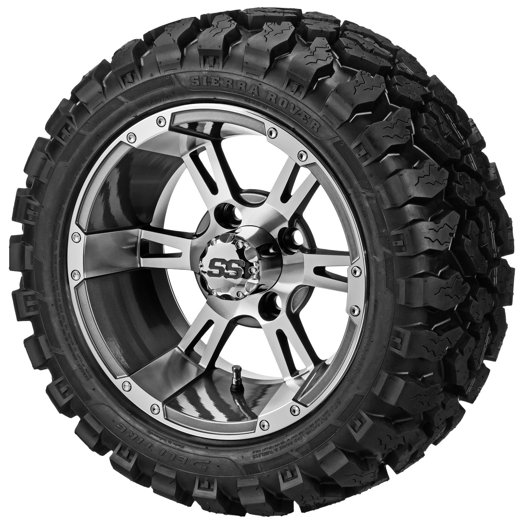LSI 12' Raptor Gun Metal Gray & Machined Wheel and Lifted Tire Combo