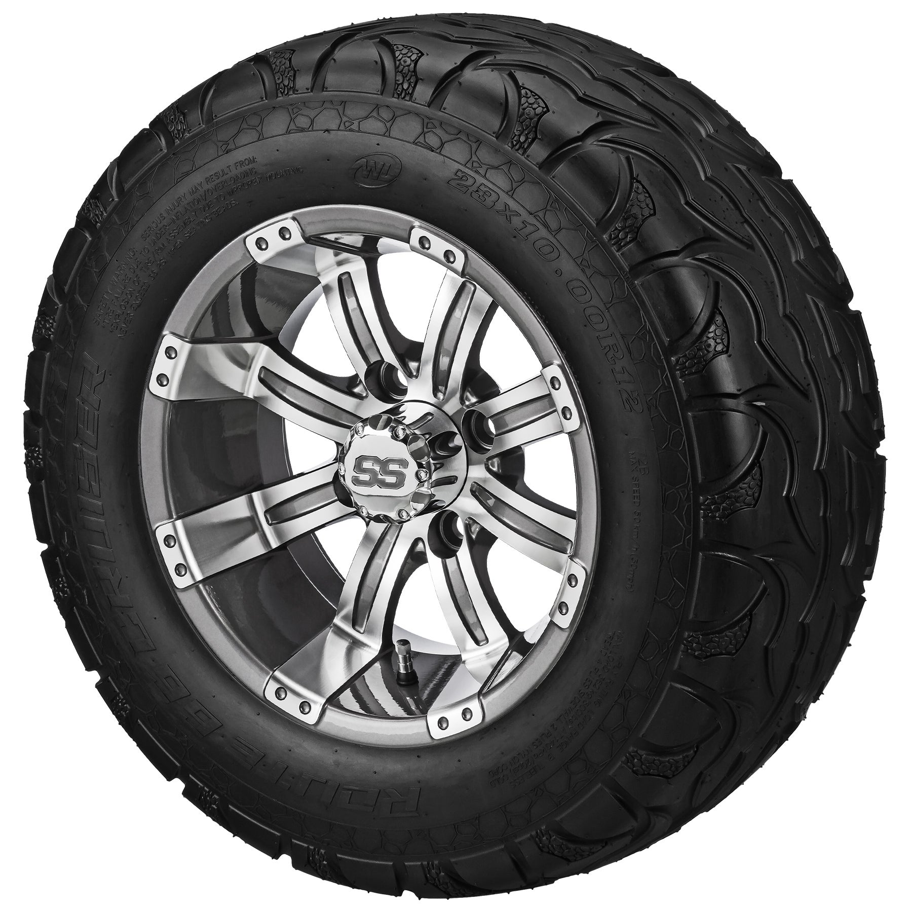 LSI 12' Casino Gun Metal Gray & Machined Wheel and Lifted Tire Combo