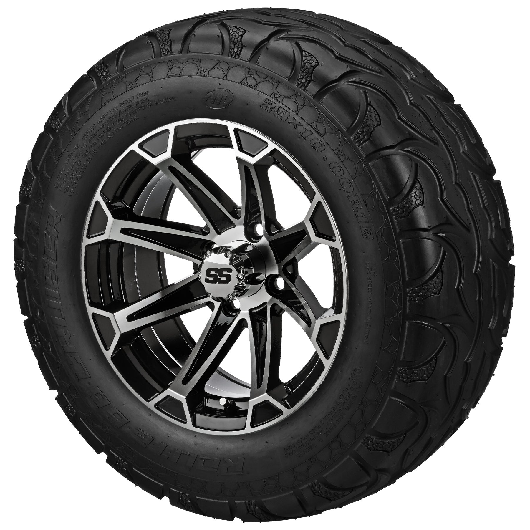 LSI 12' Viking Black & Machined Wheel and Lifted Tire Combo