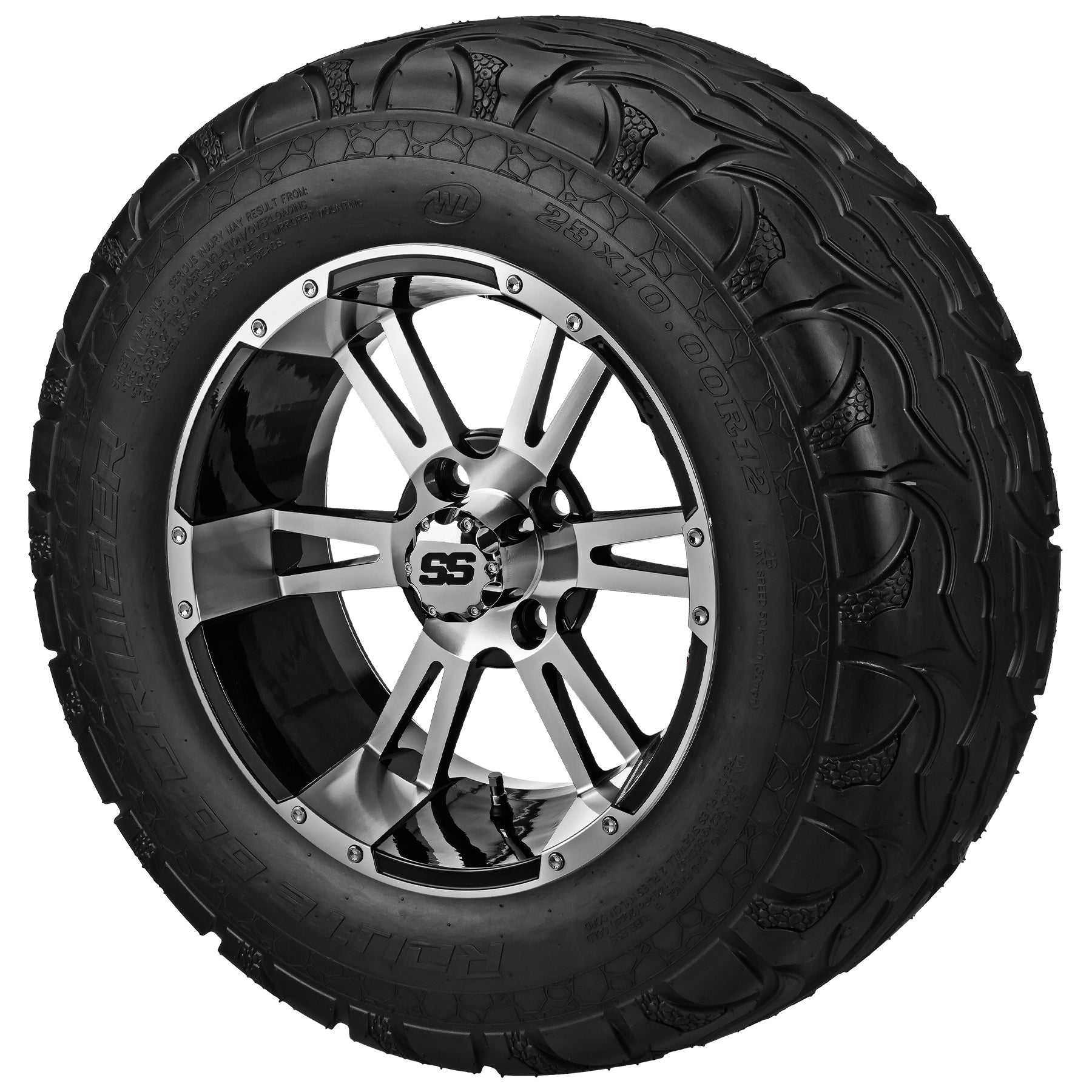 LSI 12' Raptor Black & Machined Wheel and Lifted Tire Combo