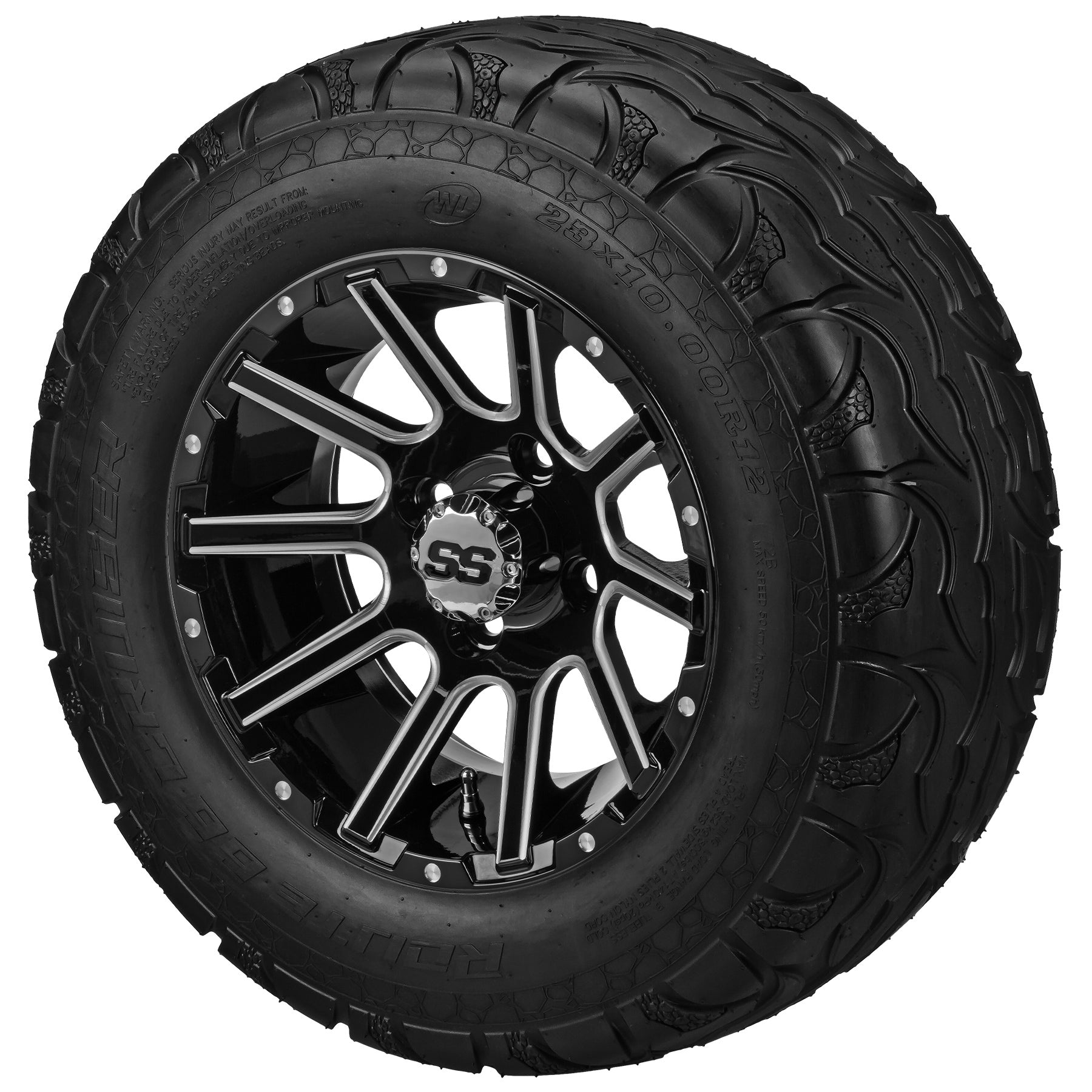 LSI 12' Venom Black & Machined Wheel and Lifted Tire Combo