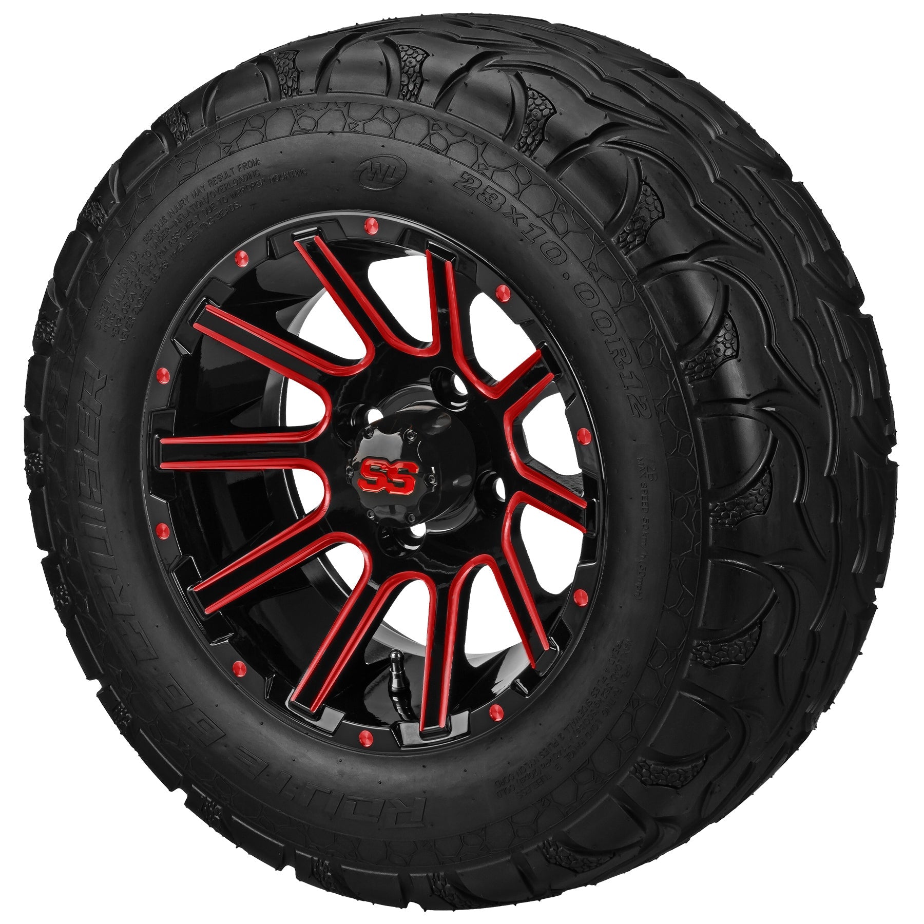 LSI 12' Venom Black & Red Wheel and Lifted Tire Combo