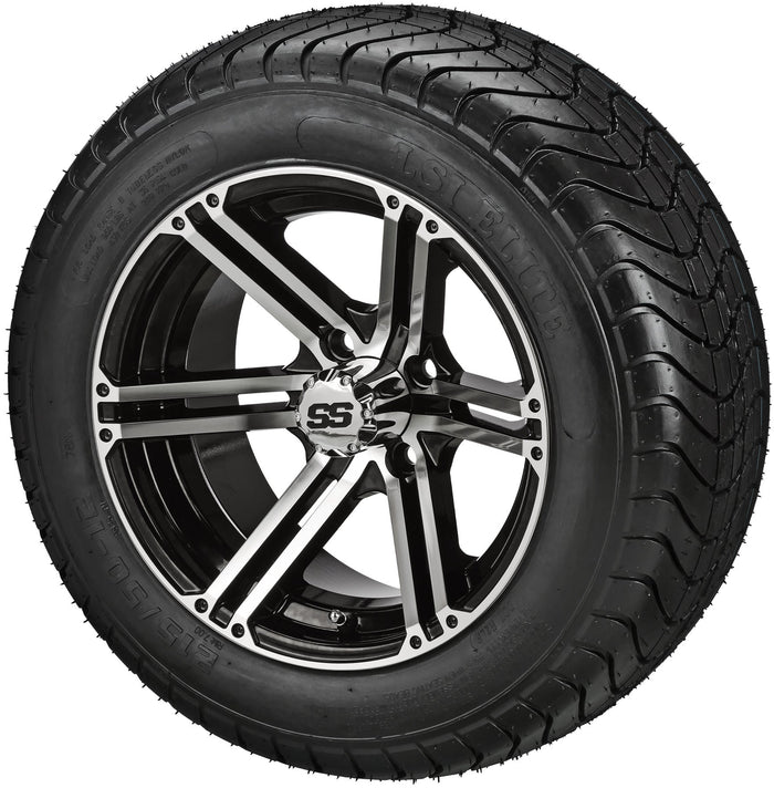 LSI 12' Yukon Black & Machined Wheel and Low Profile Tire Combo (Centered)