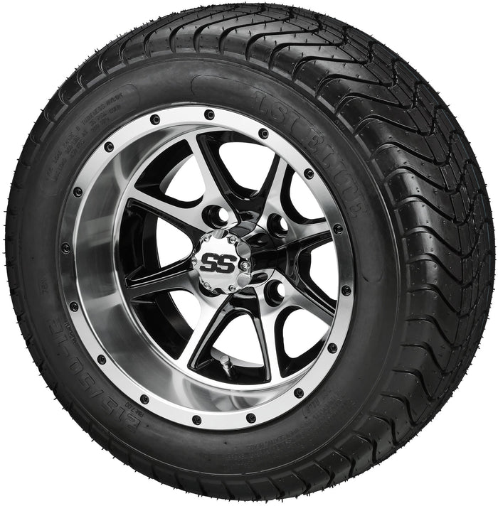 LSI 12' Azusa Black & Machined Wheel and Low Profile Tire Combo