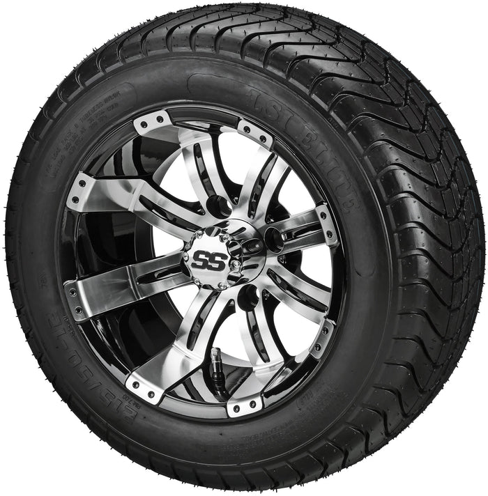 LSI 12' Casino Black & Machined Wheel and Low Profile Tire Combo
