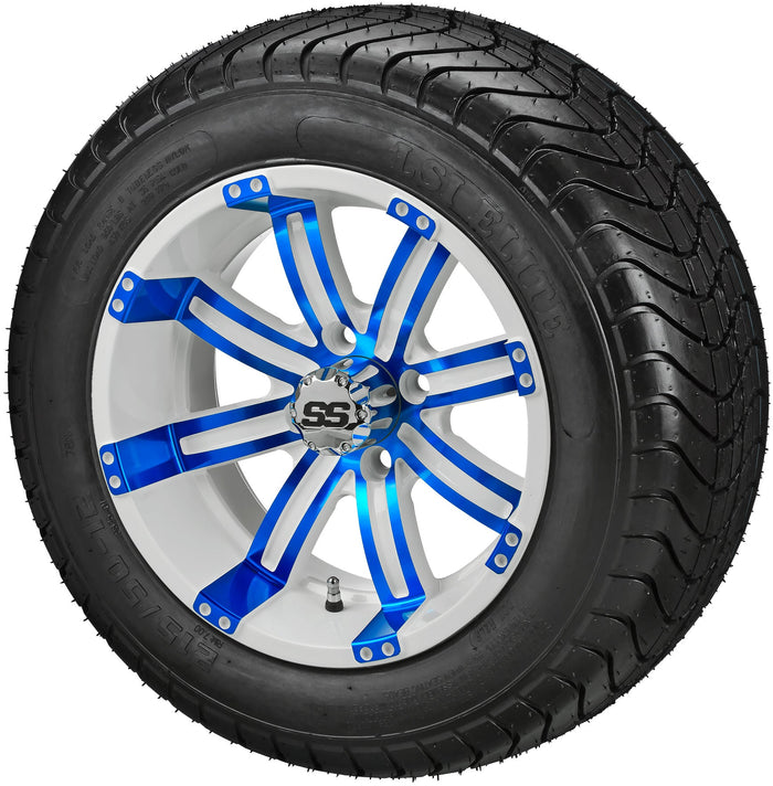 LSI 12' Casino White & Blue Wheel and Low Profile Tire Combo