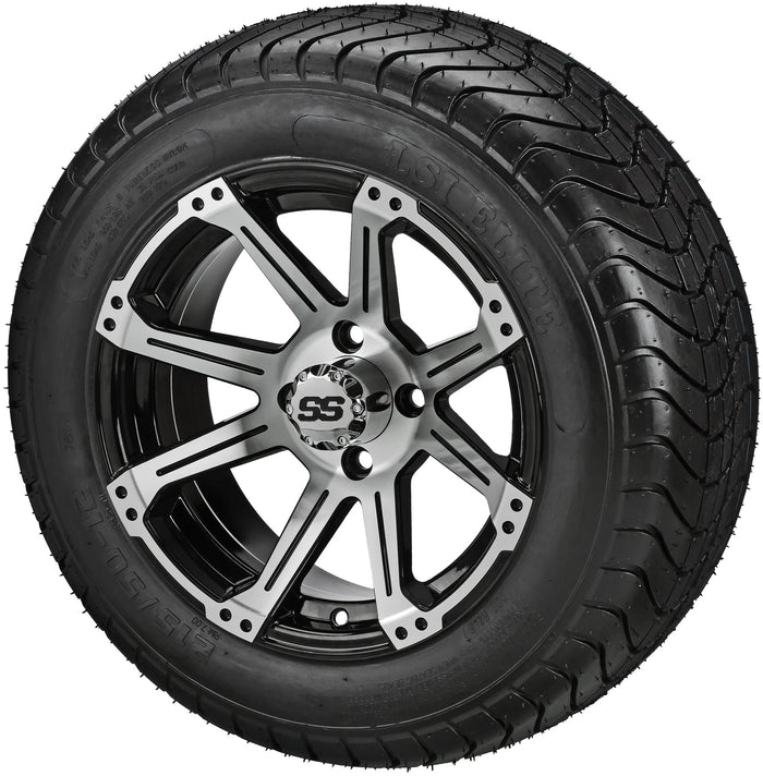 LSI 12' Rampage Black & Machined Wheel and Low Profile Tire Combo