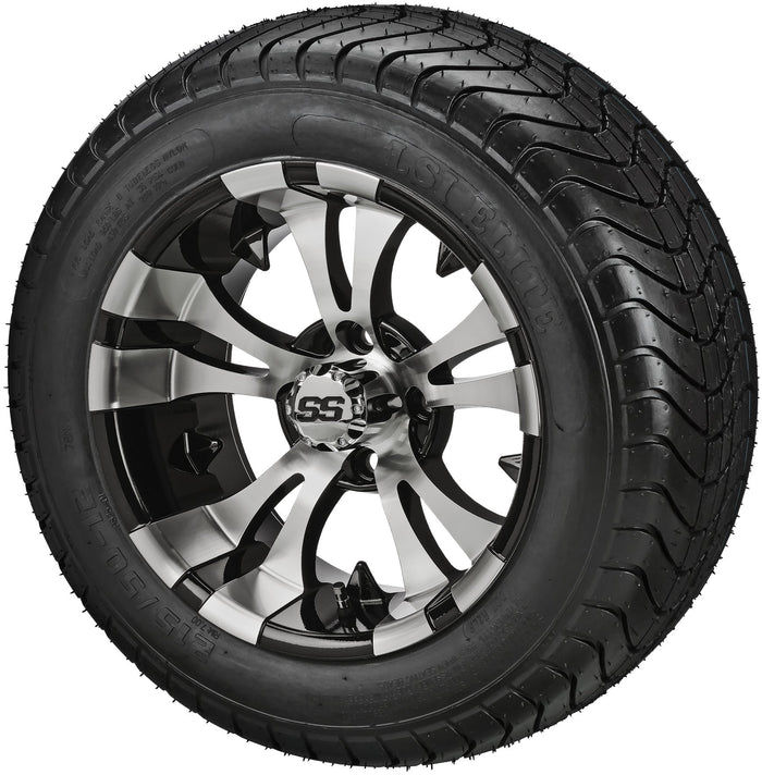 LSI 12' Warlock Black & Machined Wheel and Low Profile Tire Combo