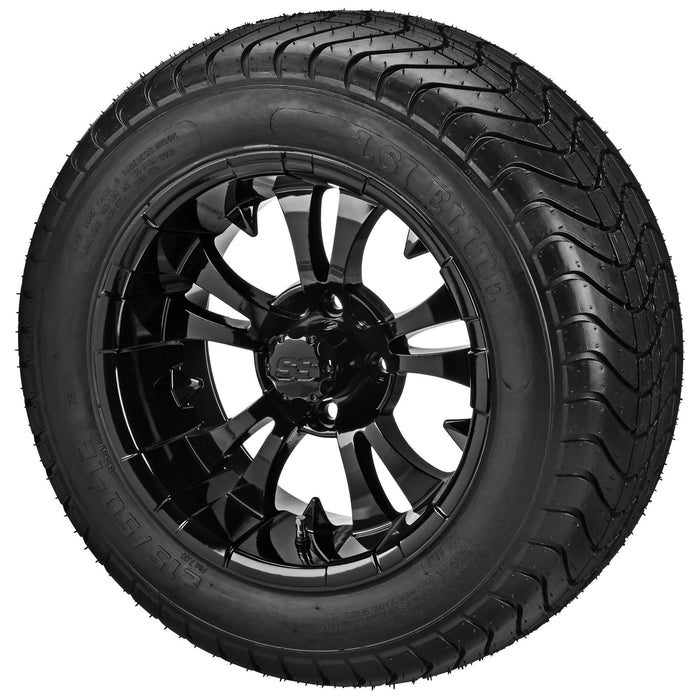 LSI 12' Warlock Gloss Black Wheel and Low Profile Tire Combo