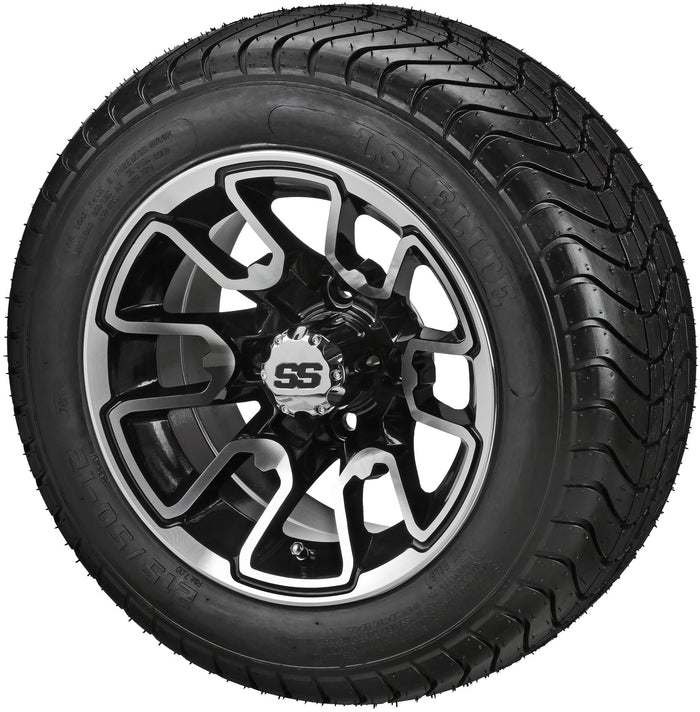 LSI 12' Tombstone Black & Machined Wheel and Low Profile Tire Combo