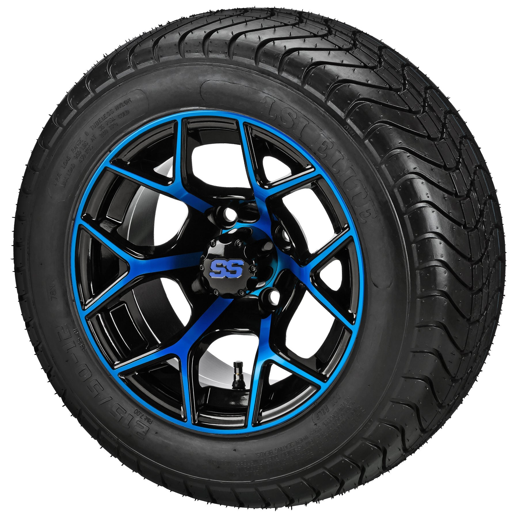LSI 12' Ninja Black & Blue Wheel and Low Profile Tire Combo