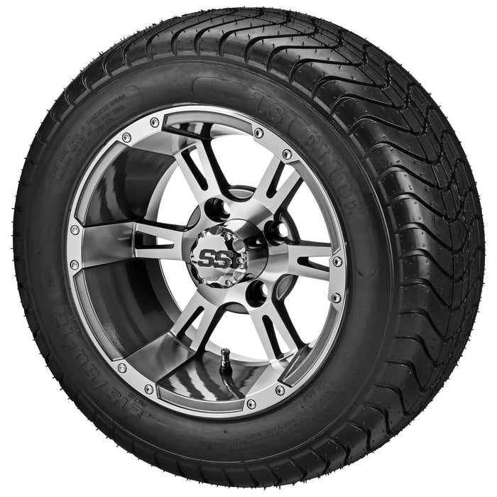 LSI 12' Raptor Gun Metal Gray & Machined Wheel and Low Profile Tire Combo