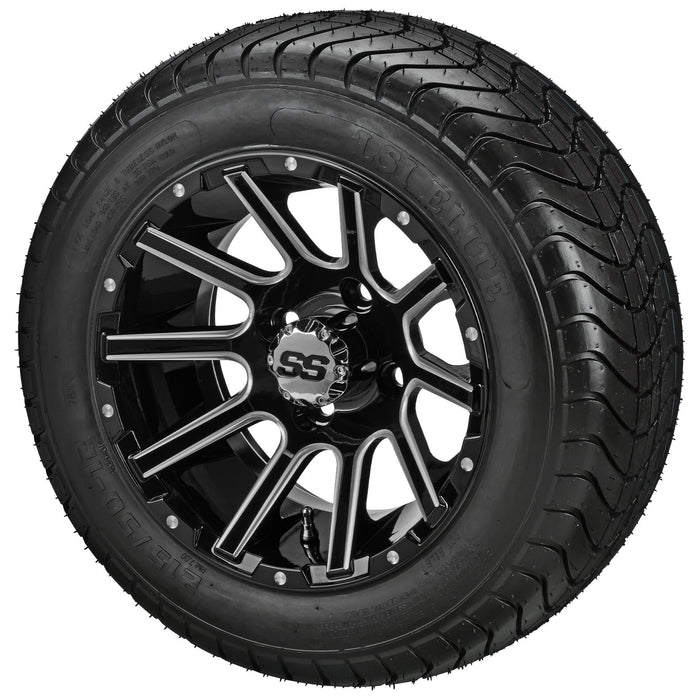 LSI 12' Venom Black & Machined Wheel and Low Profile Tire Combo