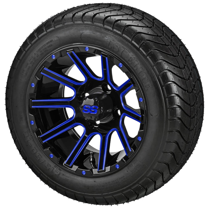 LSI 12' Venom Black & Blue Wheel and Low Profile Tire Combo