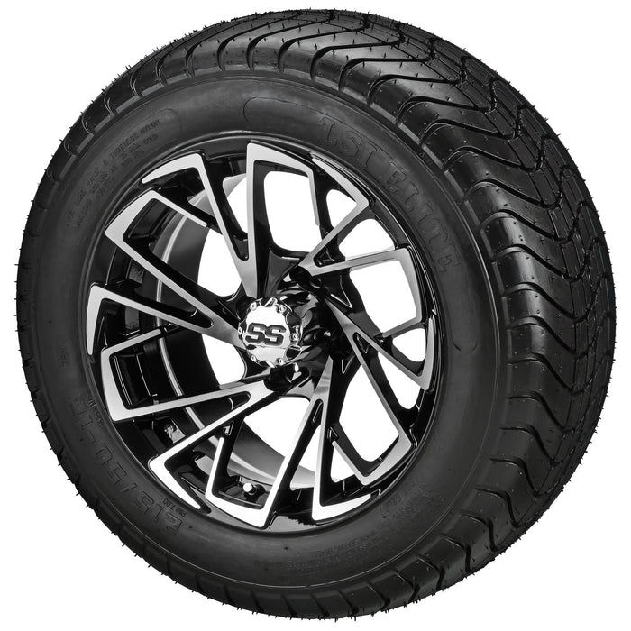 LSI 12' Stinger Black & Machined Wheel and Low Profile Tire Combo