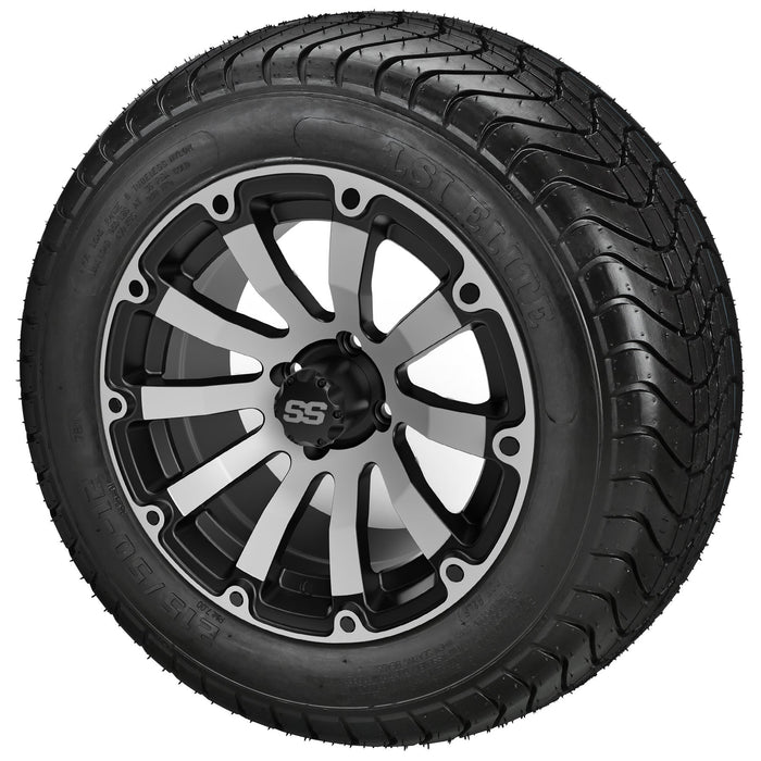 LSI 12' Beast Black & Machined Wheel and Low Profile Tire Combo