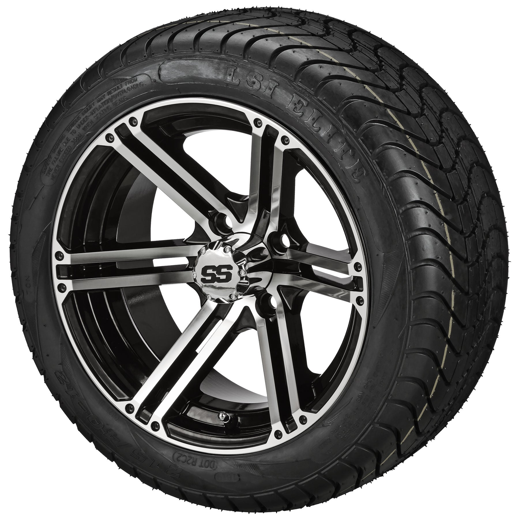 LSI 12' Yukon Black & Machined Wheel and Low Profile Tire Combo (Centered)