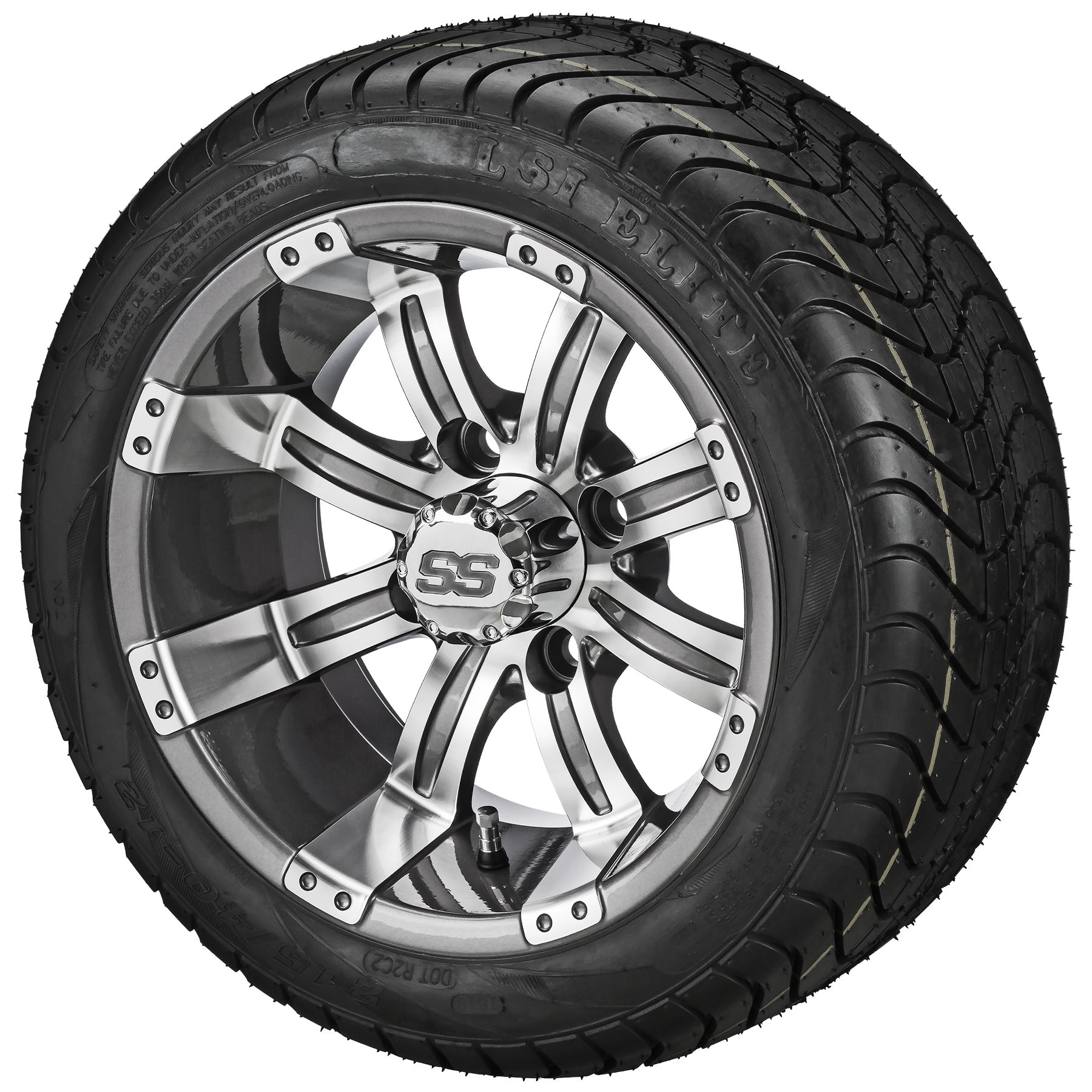 LSI 12' Casino Gun Metal Gray & Machined Wheel and Low Profile Tire Combo