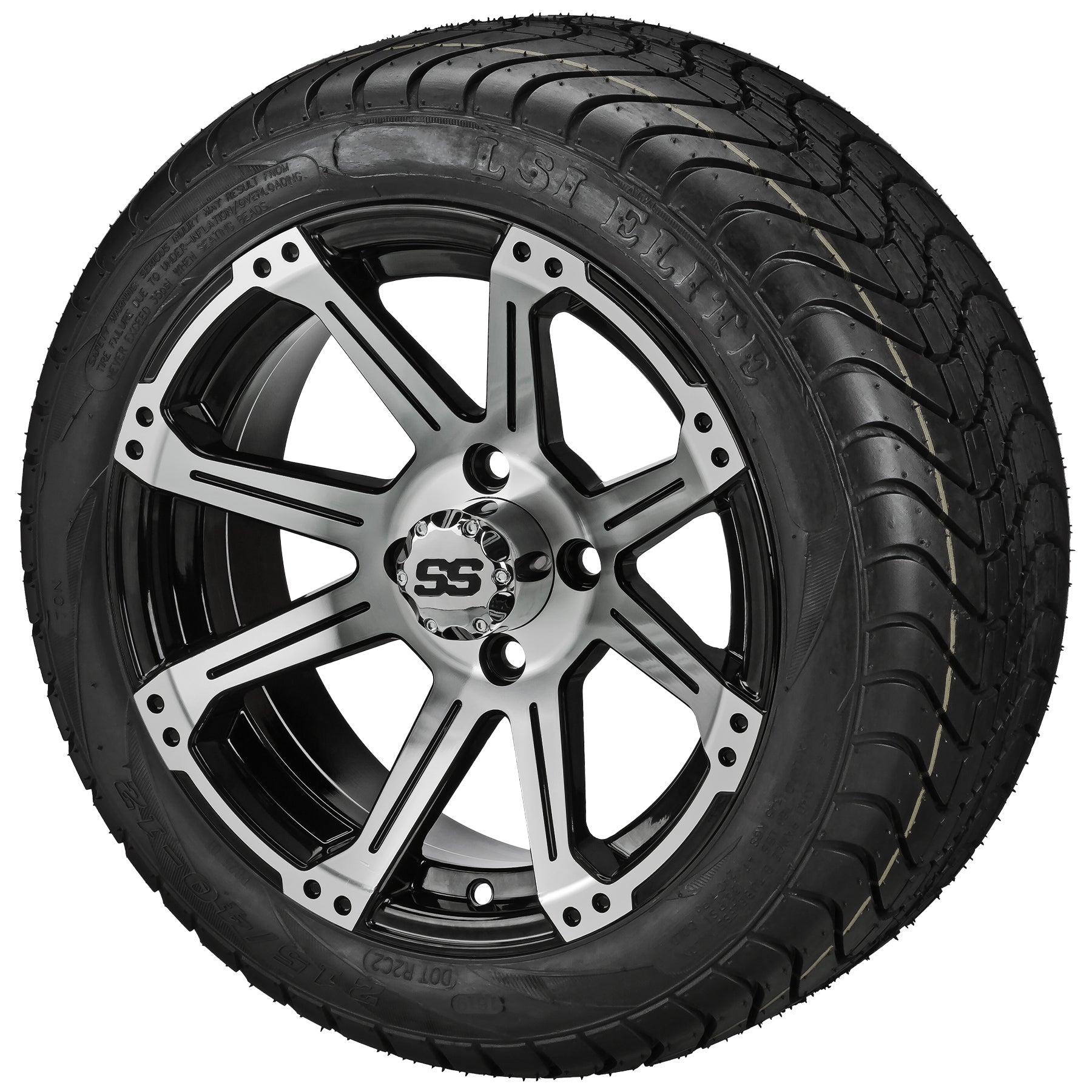 LSI 12' Rampage Black & Machined Wheel and Low Profile Tire Combo