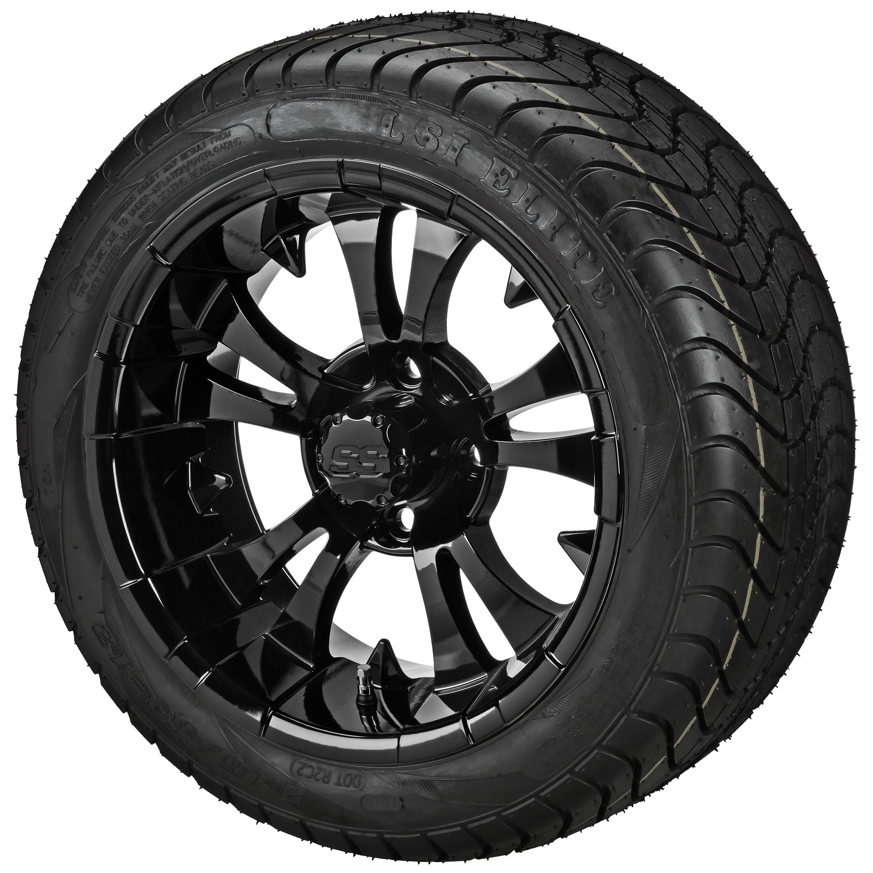 LSI 12' Warlock Gloss Black Wheel and Low Profile Tire Combo
