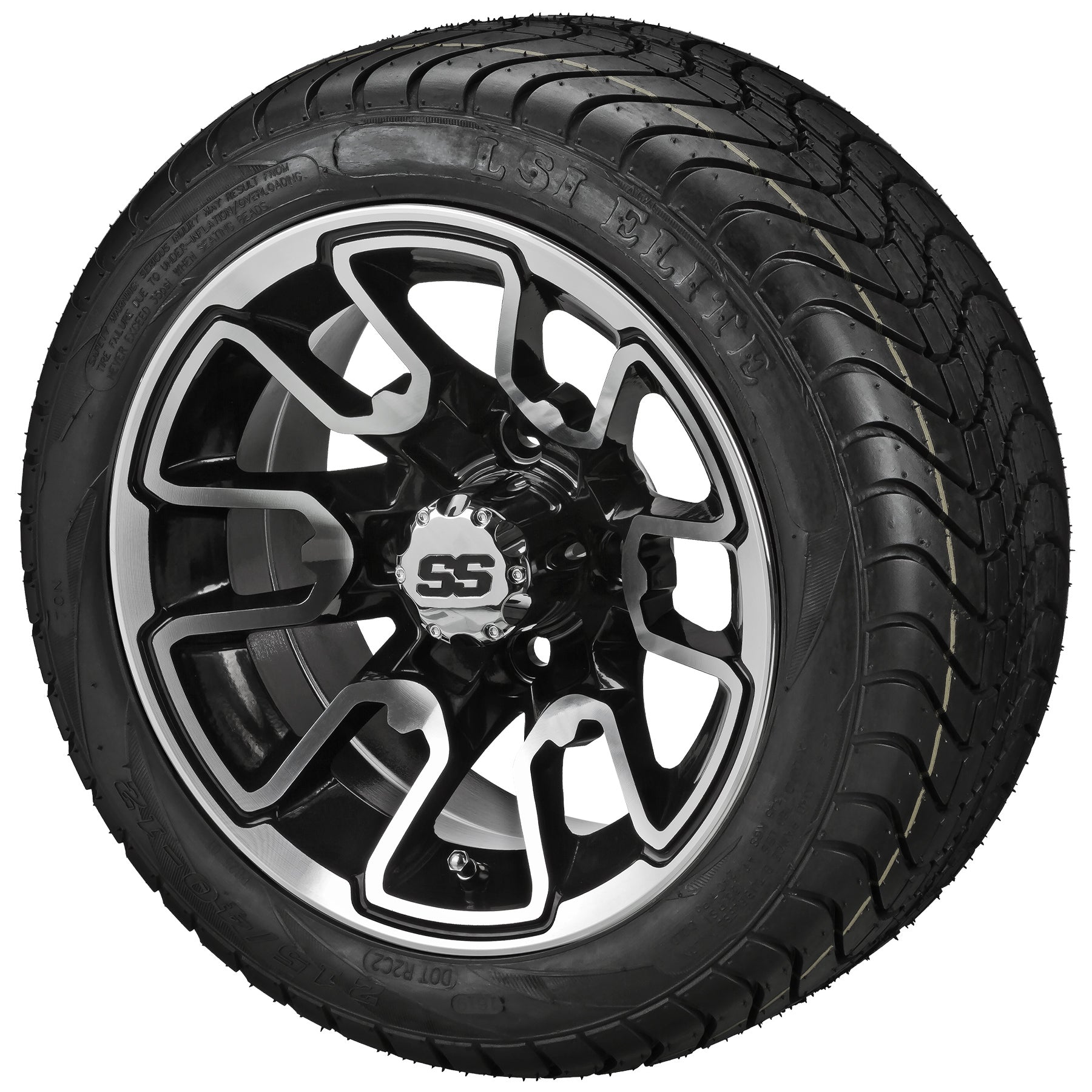 LSI 12' Tombstone Black & Machined Wheel and Low Profile Tire Combo