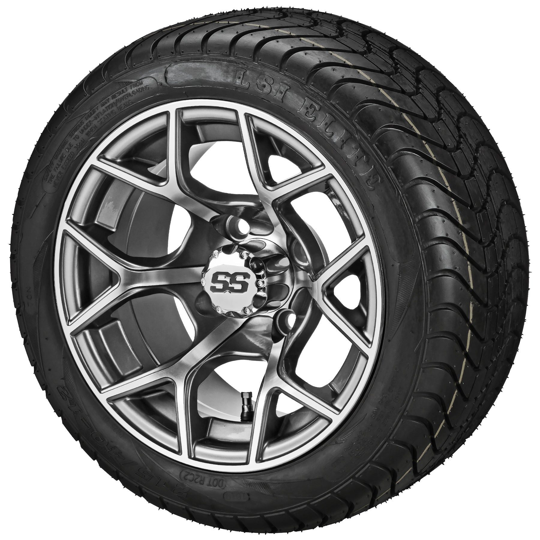 LSI 12' Ninja Gun Metal Gray & Machined Wheel and Low Profile Tire Combo