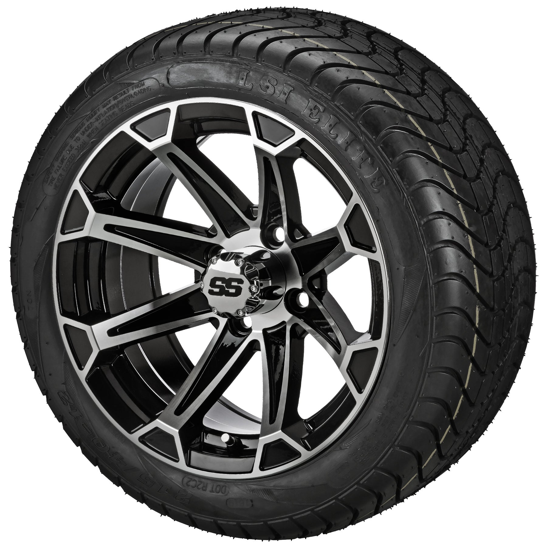 LSI 12' Viking Black & Machined Wheel and Low Profile Tire Combo